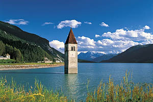 Der Grauner Turm im Reschensee - [Nr.: grauner-turm-reschensee-010.jpg] - © 2008 www.drescher.it